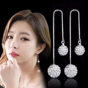 925 Silver Drop Elegant Earrings. Luxury long. Waterdrop Rhinestone earrings 🪩